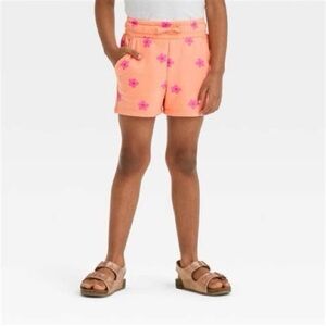 Cat & Jack Toddler Girls’ Floral Pull-On Shorts 4T – Peach with Pink Flowers